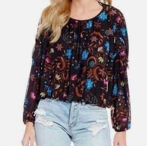 Free People Wildflower Honey Black Top